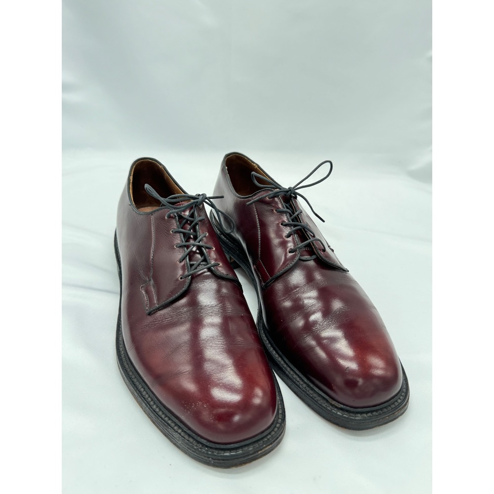 Allen Edmonds Leeds Burgundy Leather Plain Toe Blucher Derby Mens 9.5 B 9548